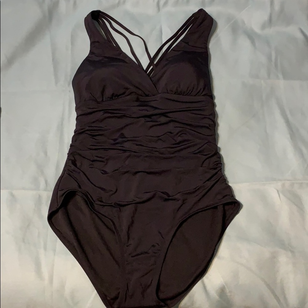 Women’s one piece bathing suit.